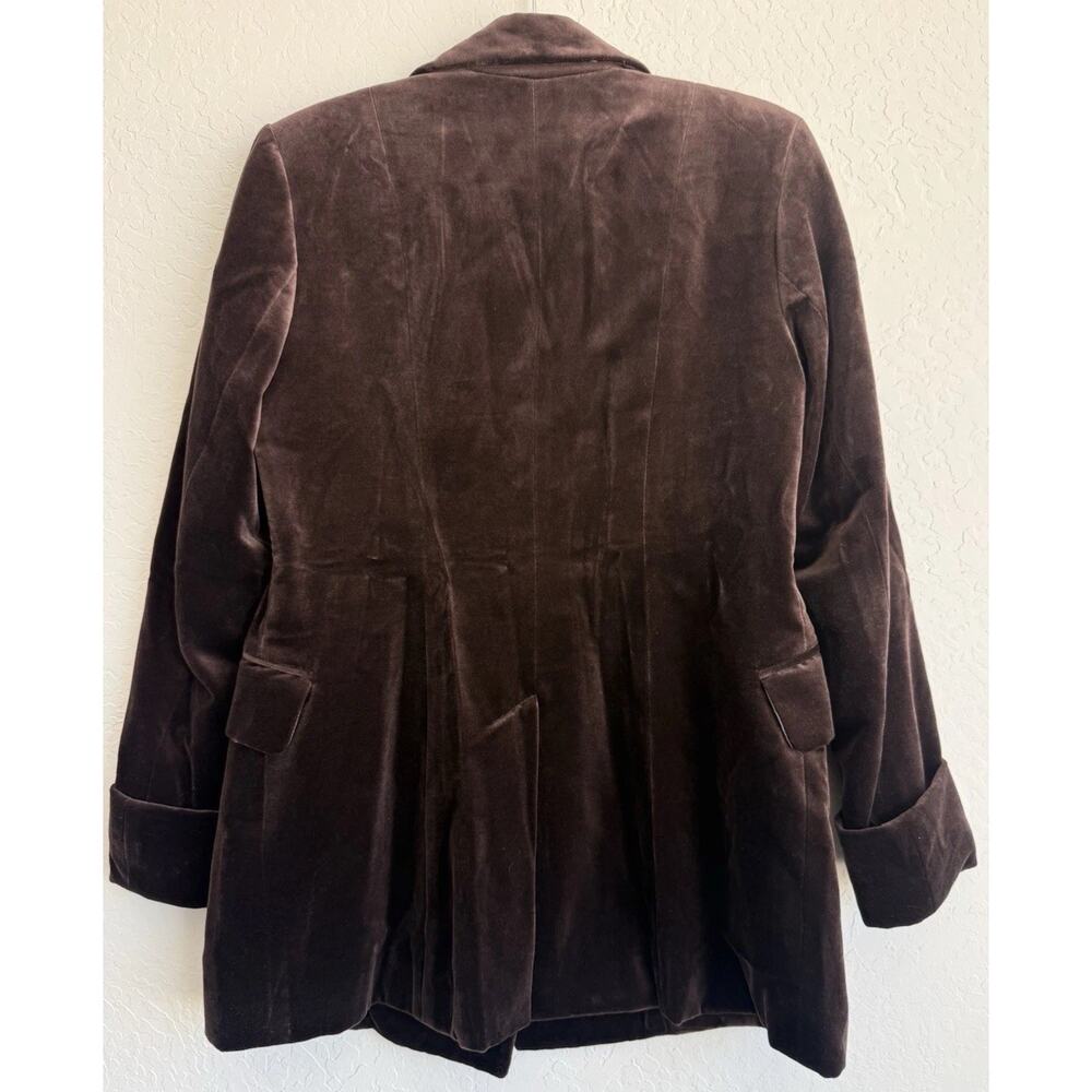 Vintage J Peterman Co. Brown Velvet Peacoat Womens Sz 8 Double Breasted USA Made - Picture 9 of 14
